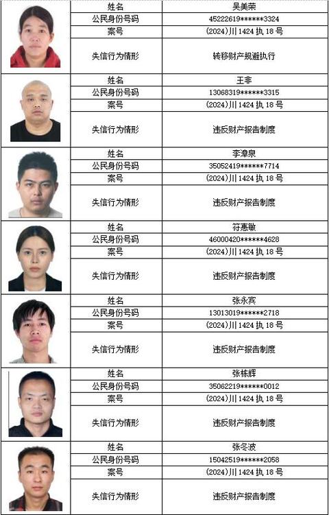 全国失信人员有多少人2024年8月1日