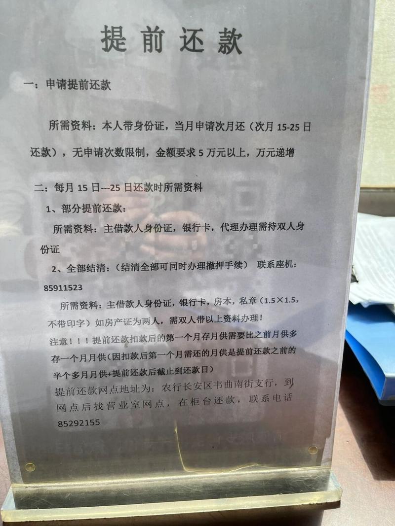 农行房贷提前还款